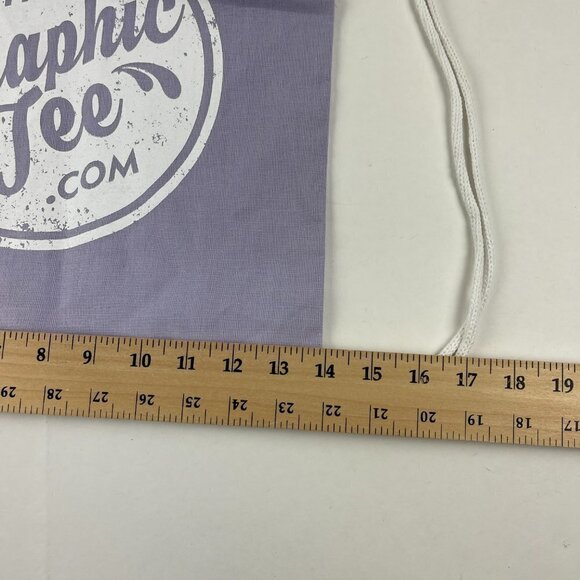 Graphic Tee Drawstring Bag Womens Purple White - Picture 4 of 4